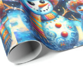 メキシコフォークアート雪だるま雪だるま差出人住所 ラッピングペーパー (ロールコーナー)