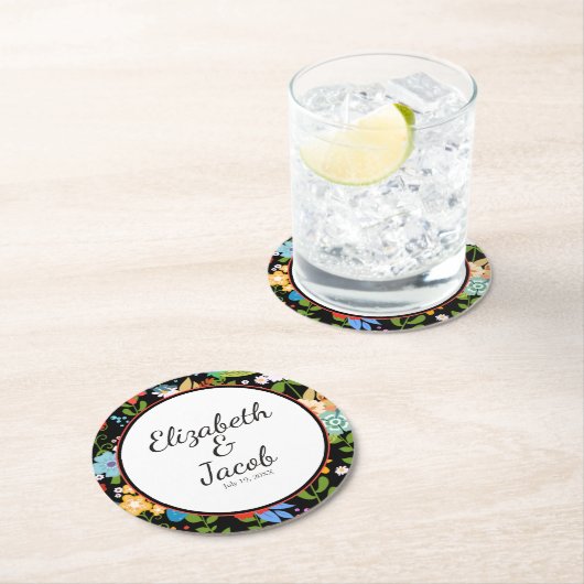 メキシコフォークア結婚ート ラウンドペーパーコースター (インサイチュ)
