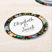 メキシコフォークア結婚ート ラウンドペーパーコースター (アングル)