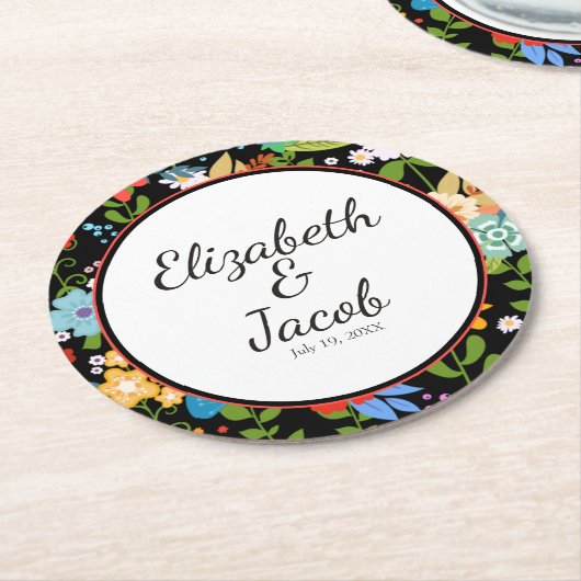 メキシコフォークア結婚ート ラウンドペーパーコースター (アングル)