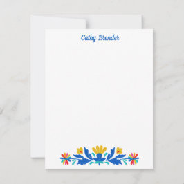 メキシコフォークパターンフローラパーソナライズされた名 ノートカード