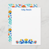 メキシコフォークパターンフローラパーソナライズされた名 ノートカード (正面/裏面)