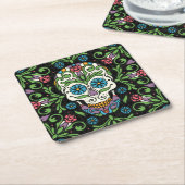 メキシコフォークマリポサシュガースカル スクエアペーパーコースター (アングル)
