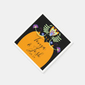 メキシコフォーク結婚の花 |ハロウィーンのカボチャ スタンダードカクテルナプキン (角)