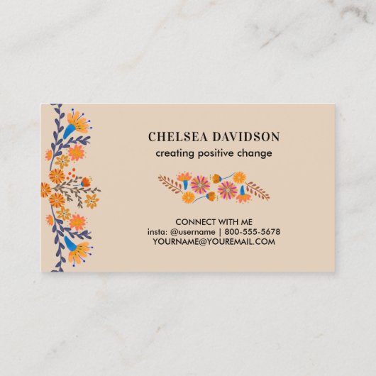 メキシコフォーク花自然タン 名刺 (裏面)