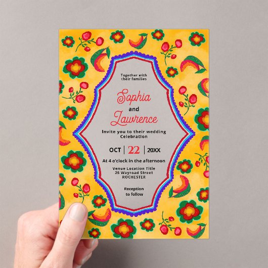 メキシコフローラアクリル結婚式招待状 アクリル招待状 (インサイチュ (ポータブル))