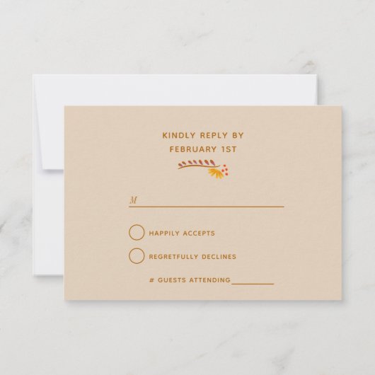 メキシコフローラウェスタンタイポグラフィRSVPカード 出欠カード (裏面)