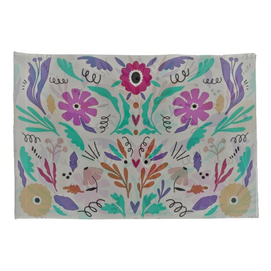 メキシコフローラデザイン 枕カバー (裏面-右)