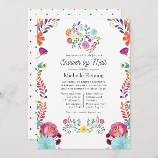 メキシコフローラフィエスタブライダルシャワーバイメール 招待状 (正面/裏面)