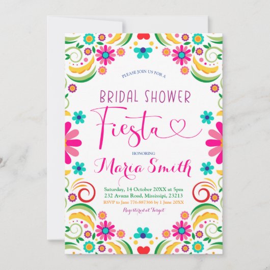 メキシコフローラフィエスタブライダルシャワー招待 招待状 (正面)