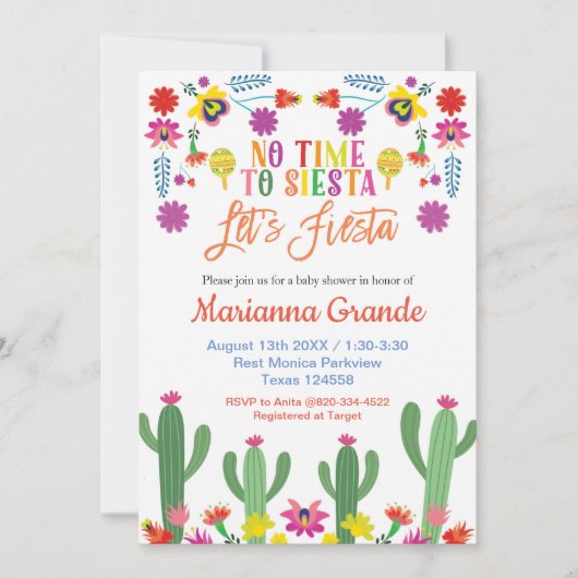 メキシコフローラフィエスタベビーシャワー招待状 招待状 (正面)