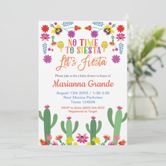 メキシコフローラフィエスタベビーシャワー招待状 招待状 (スタンド正面)