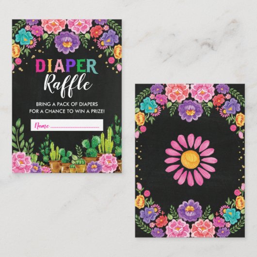 メキシコフローラフェスタオムツラッフルベビーシャワー エンクロージャーカード (正面/裏面)