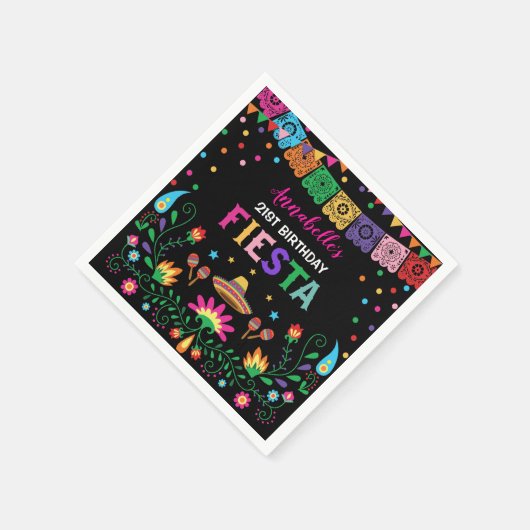 メキシコフローラフェスタ誕生日パーティーの好意 スタンダードカクテルナプキン (角)