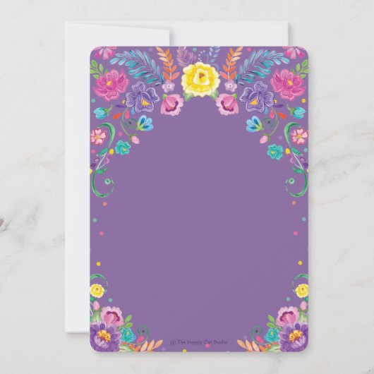 メキシコフローラフラワーフィエスタガールベビーシャワー 招待状 (裏面)