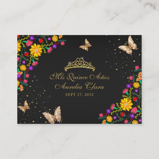 メキシコフローラブラック金ゴールドバタフライキンセアニラ エンクロージャーカード (裏面)