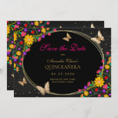 メキシコフローラブラック金ゴールド蝶キンセアニェラ セーブザデート (正面/裏面)