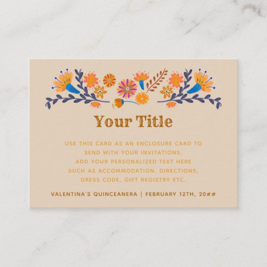 メキシコフローラ西部タイポグラフィカスタム エンクロージャーカード