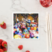 メキシコブカラフルライトスカル スタンダードカクテルナプキン (インサイチュ)