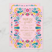 メキシコブライダルフィエスタピンクブライダルシャワー 招待状 (正面/裏面)