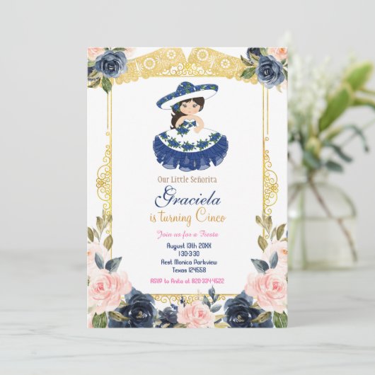 メキシコブルーネービーガールフィエスタ誕生日 招待状 (スタンド正面)