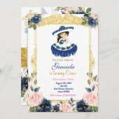 メキシコブルーネービーガールフィエスタ誕生日 招待状 (正面/裏面)