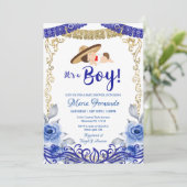 メキシコブルー&金ゴールドベビーシャワー招待状 招待状 (スタンド正面)