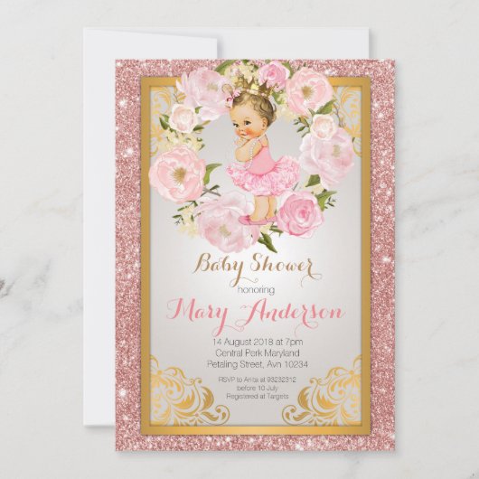 メキシコプリンセスのベビーシャワーの招待 招待状 (正面)