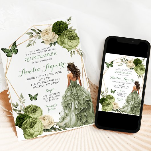 メキシコプリンセスバタフライセージ緑キンセアニラ 招待状