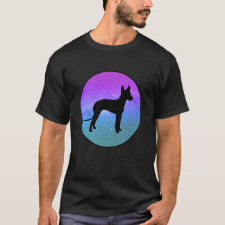メキシコヘアレスドッグのシルエット宇宙ギャラクシーグッズ Tシャツ