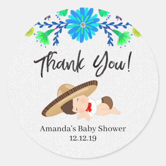 メキシコベビームチャチョありがとうラベル ラウンドシール (正面)