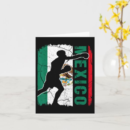 メキシコボクシングチームメキシコ国旗のボクシング手袋 カード (黄色い花)