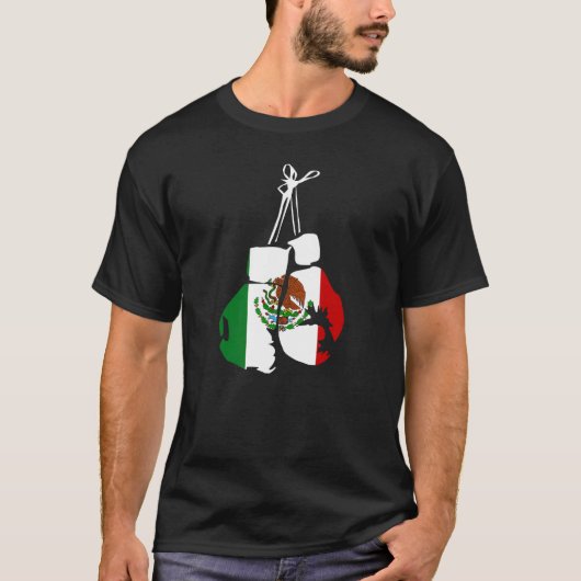 メキシコボクシングボクサー用メキシコ国旗を持つ手袋 Tシャツ (正面)