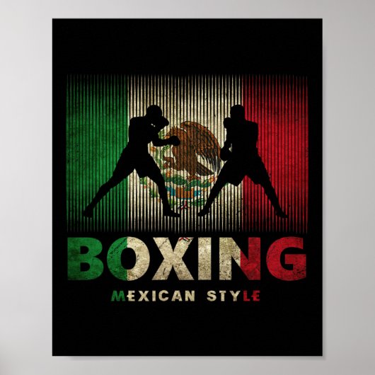 メキシコボクシングヴィンテージメキシコ国旗メキシコボクシング ポスター (正面)
