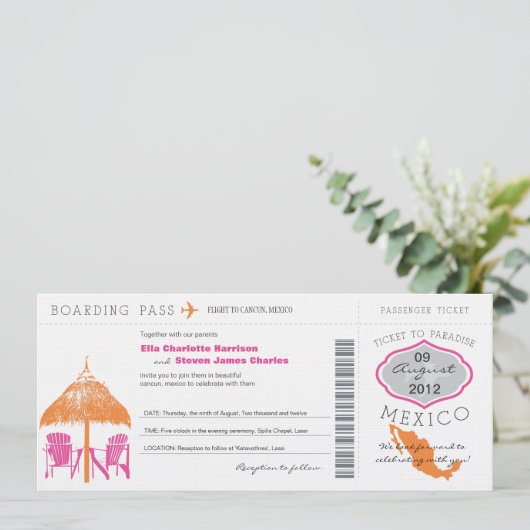 メキシコボーディングパス結婚式招待状 招待状 (スタンド正面)