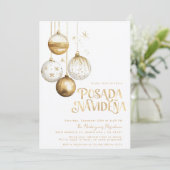 メキシコポサダナビデナ金ゴールドホワイトオーナメント 招待状 (スタンド正面)