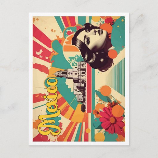 メキシコポップ・アートのアートトラベルイラストレーション ポストカード (正面)