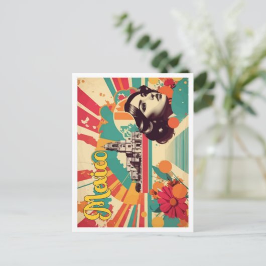 メキシコポップ・アートのアートトラベルイラストレーション ポストカード (スタンド正面)