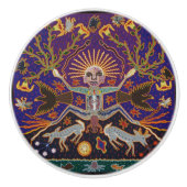 メキシコマヤのアステカな女神の民族の種族の芸術Boho セラミックノブ (正面)