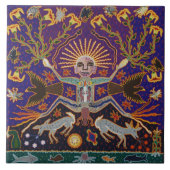 メキシコマヤのアステカな女神の民族の種族の芸術Boho タイル (正面)