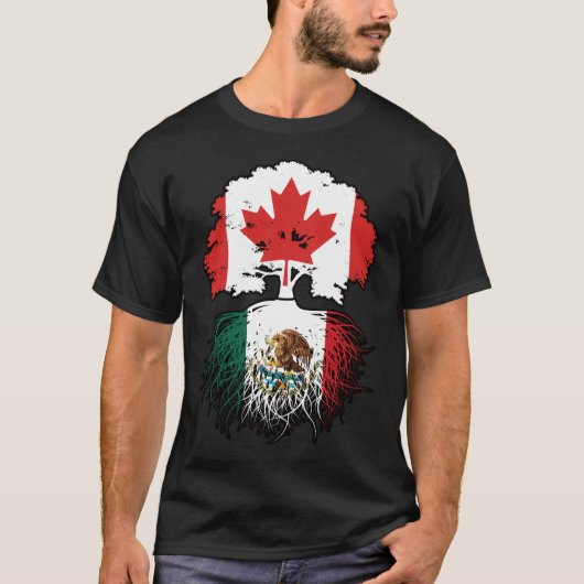 メキシコメキシコカナダカナダツリールーツ国旗 Tシャツ (正面)