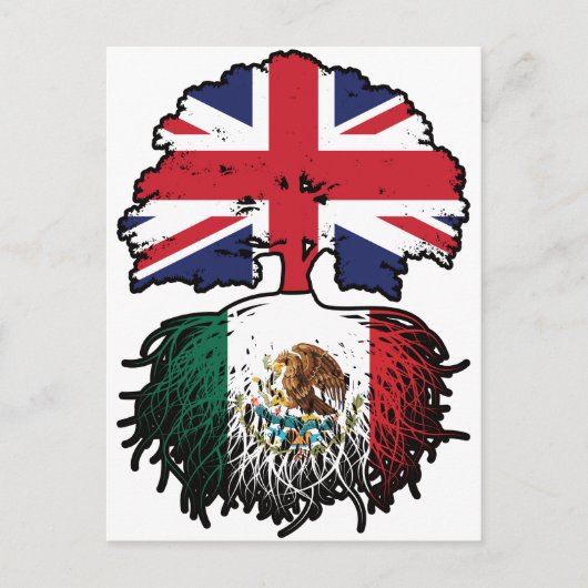メキシコメキシコ英国ツリールーツ国旗 ポストカード (正面)