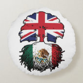 メキシコメキシコ英国ツリールーツ国旗 ラウンドクッション (裏面)