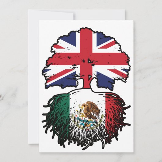 メキシコメキシコ英国ツリールーツ国旗 招待状 (正面)
