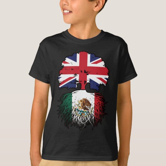 メキシコメキシコ英国ツリールーツ国旗 Tシャツ (正面)