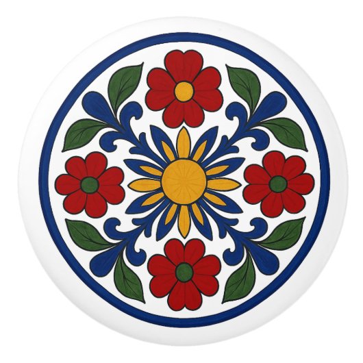 メキシコモダンンタラベラフォークアートセラミックノブ セラミックノブ (正面)