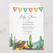 メキシコモダンンフィエスタウォーターカラーベビーシャワー 招待状 (正面/裏面)