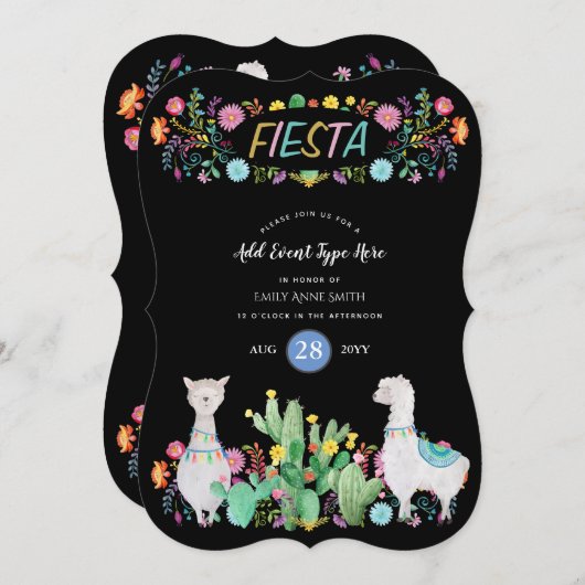 メキシコモダンンフィエスタラマフォーク花ANYイベント 招待状 (正面/裏面)