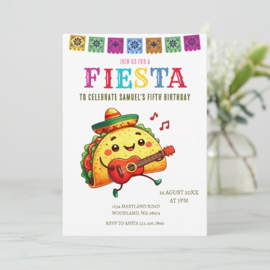 メキシコモダンンフィエスタ誕生日 招待状 (スタンド正面)