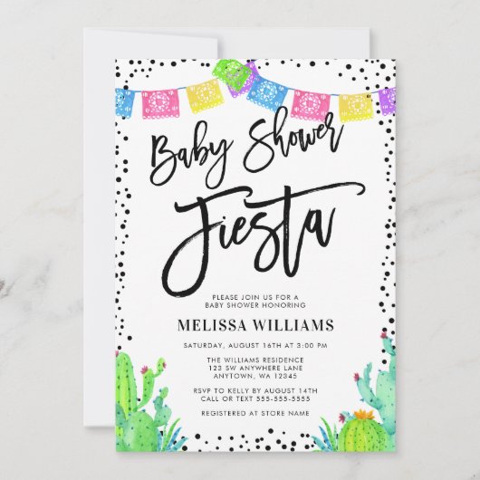 メキシコモダンンフィエスタ赤ちゃんシャワー 招待状 (正面)